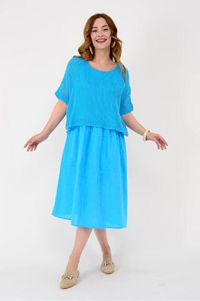 لباس فیروزه ای زنانه A-Form فیت Park Moda - کد 841518380