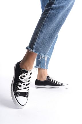 کفش اسنیکر مشکی زنانه بند دار NAVİSHOES - کد 841520716