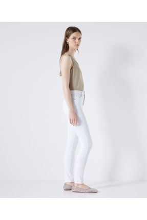 شلوار جین سفید زنانه جین بلند کد 822734408