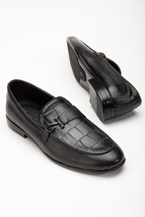 کفش کلاسیک مشکی مردانه چرم طبیعی پاشنه کوتاه ( 4 - 1 cm ) پاشنه ضخیم کد 833124209