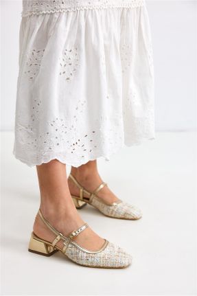 کفش پاشنه بلند کلاسیک بژ زنانه چرم مصنوعی پاشنه ساده پاشنه کوتاه ( 4 - 1 cm ) کد 820702869