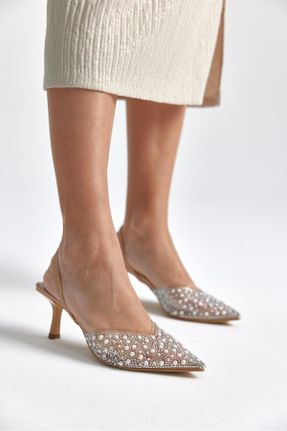 کفش پاشنه بلند کلاسیک بژ زنانه چرم مصنوعی پاشنه ساده پاشنه متوسط ( 5 - 9 cm ) کد 798504447