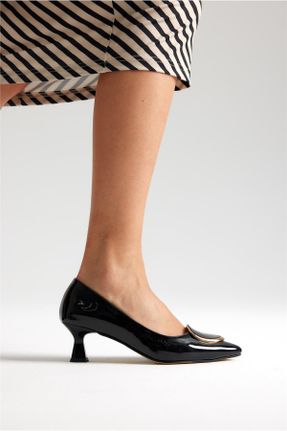 کفش پاشنه بلند کلاسیک مشکی زنانه چرم مصنوعی پاشنه ساده پاشنه کوتاه ( 4 - 1 cm ) کد 807243567