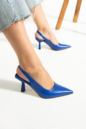 کفش پاشنه بلند کلاسیک سرمه ای زنانه ساتن پاشنه ساده پاشنه متوسط ( 5 - 9 cm ) کد 708361750
