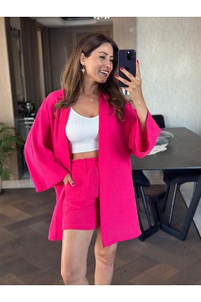 کیمونو و کافتان صورتی زنانه بافتنی Genel Markalar - کد 835281434
