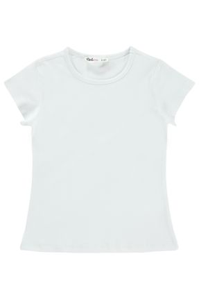 تی شرت سفید بچه گانه رگولار یقه گرد تکی کد 819578400