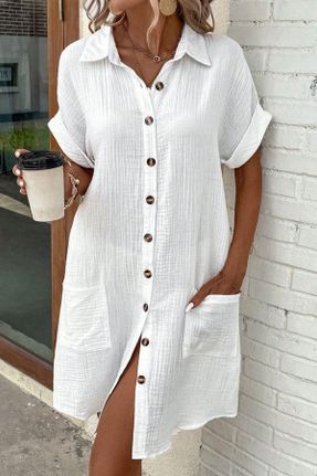لباس سفید زنانه بافتنی رگولار آستین-کوتاه کد 826997576