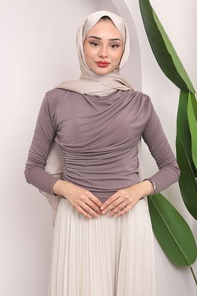 بلوز طوسی زنانه رگولار کد 838301176