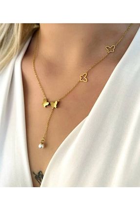 گردنبند استیل ( فولاد ) طلائی زنانه استیل ضد زنگ MODA - کد 841276894