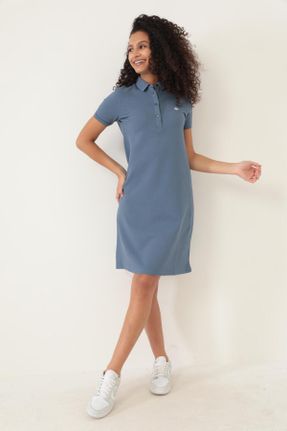لباس آبی زنانه بافت پنبه - پلی استر رگولار آستین-کوتاه بیسیک کد 841214188