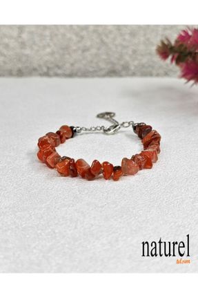 دستبند جواهر نارنجی زنانه سنگ طبیعی کد 289790857