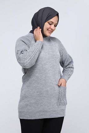 تونیک حجاب طوسی زنانه تریکو ilmek - کد 383680875