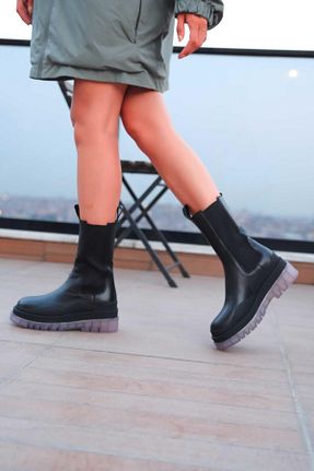 بوت / نیم بوت مشکی زنانه چرم خالص Elisse Shoes - کد 72404786