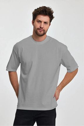 تیشرت سایز بزرگ طوسی مردانه تکی FUWEAR - کد 841447766