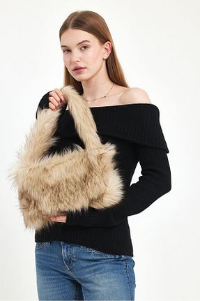 کیف دوشی بژ زنانه پارچه ای Fluffy Turkey - کد 801022232
