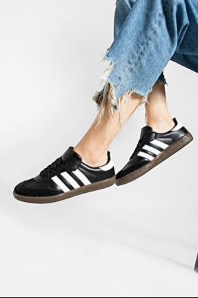 کفش اسنیکر مشکی زنانه بند دار چرم مصنوعی کد 829370518