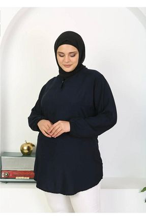 تونیک سایز بزرگ سرمه ای زنانه بافتنی ویسکون کد 841352552