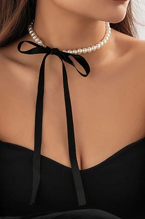 گردنبند جواهر مشکی زنانه مروارید Glaren - کد 808989581