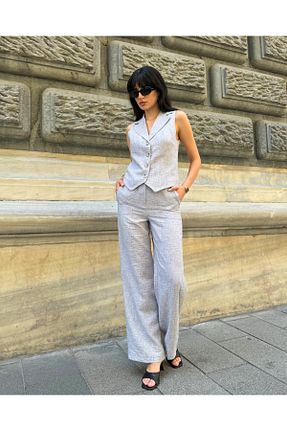 ست بالاتنه و پائین تنه طوسی زنانه بافتنی DEQ FASHION - کد 841363438
