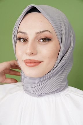 روسری طوسی پلی استر Hint İpek - کد 744393244