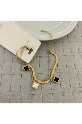 دستبند استیل طلائی زنانه استیل ضد زنگ کد 841344272