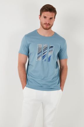 تی شرت آبی مردانه اسلیم فیت یقه گرد بیسیک کد 828721454