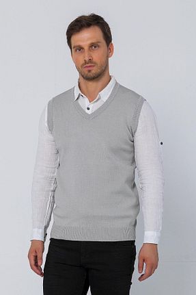 پلیور طوسی مردانه ساده Cekmon - کد 781300044