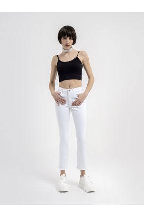شلوار جین سفید زنانه چرم مصنوعی کد 814595662