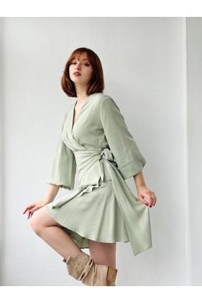 لباس سبز زنانه بافتنی پنبه (نخی) آستین-بلند کد 748430842