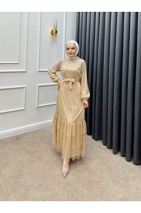 لباس مجلسی و فارغ التحصیلی بژ زنانه توری bezenstore - کد 841497113
