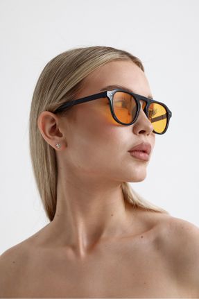 عینک آفتابی نارنجی زنانه 50 UV400 استخوان سایه روشن بیضی کد 818197164