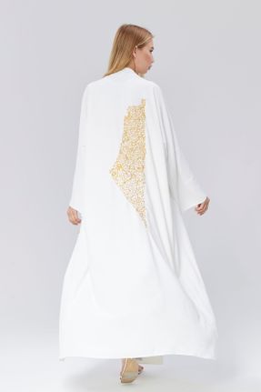 کیمونو سفید زنانه پلی استر بافتنی بلند کد 828225123