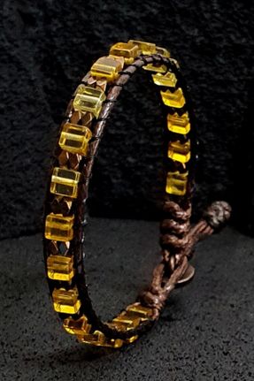 دستبند جواهر زرد زنانه سنگ طبیعی کد 461483742