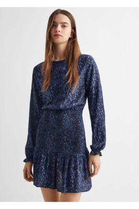 لباس آبی زنانه بافت رگولار آستین-بلند کد 777178884