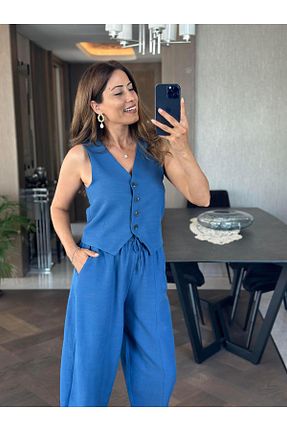 ست بالاتنه و پائین تنه سرمه ای زنانه بافتنی Forlady4 - کد 834101166