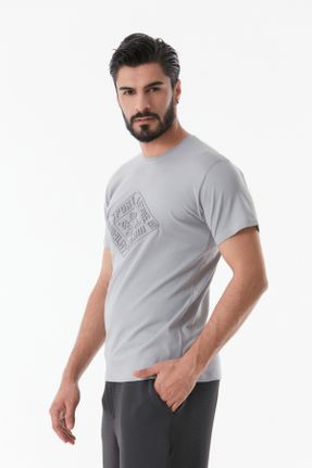 تی شرت طوسی مردانه رگولار یقه گرد کد 825570408