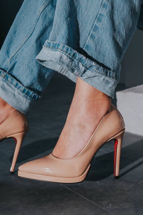 کفش پاشنه بلند کلاسیک بژ زنانه پاشنه نازک پاشنه بلند ( +10 cm) کد 816695889