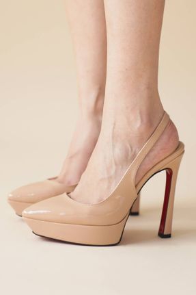 کفش پاشنه بلند کلاسیک بژ زنانه پاشنه نازک پاشنه بلند ( +10 cm) کد 825739480