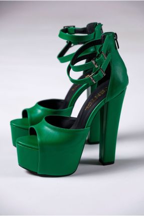 کفش مجلسی سبز زنانه پاشنه بلند ( +10 cm) پاشنه ضخیم کد 676695657
