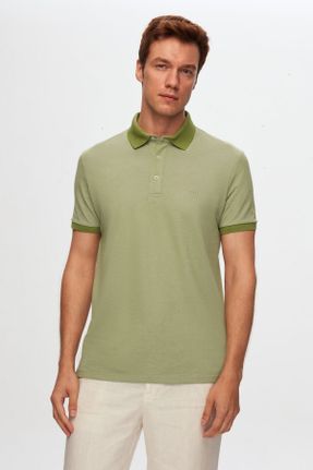 پولوشرت سبز مردانه پنبه - پلی استر رگولار آستین-بلند تکی کد 750077741