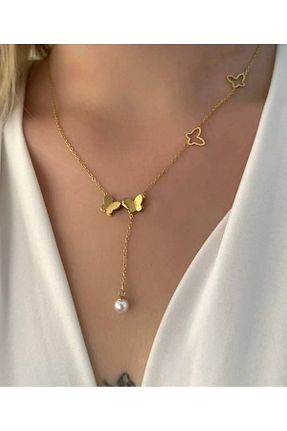 گردنبند استیل ( فولاد ) طلائی زنانه استیل ضد زنگ MODA - کد 841276894