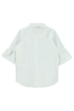پیراهن سفید بچه گانه رگولار یقه پیراهنی کتان کد 812705447