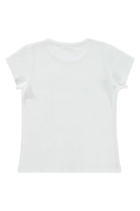 تی شرت سفید بچه گانه رگولار یقه گرد تکی کد 820204847