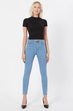 شلوار جین آبی زنانه پاچه تنگ فاق بلند جین کد 316486179