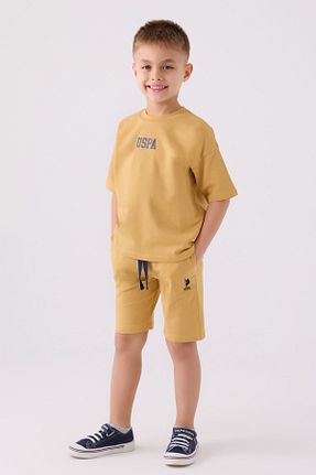 ست بالاتنه و پائین تنه زرد بچه گانه بافت U.S. Polo Assn. - کد 841340202