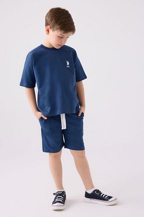 ست بالاتنه و پائین تنه آبی بچه گانه بافت U.S. Polo Assn. - کد 841339763