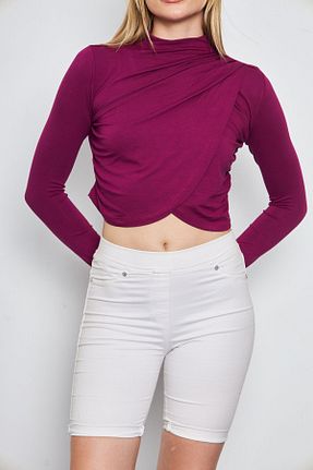 بلوز زرشکی زنانه ساده LİVE SPORT - کد 841101432
