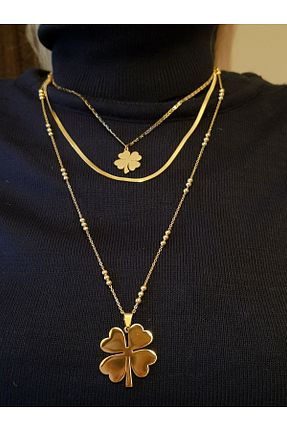 گردنبند استیل ( فولاد ) طلائی زنانه استیل (فولاد) neslim designer - کد 840754061