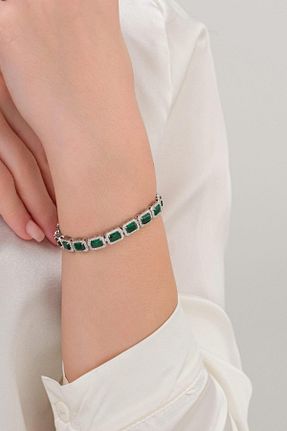دستبند نقره سبز زنانه 925 عیار Tmt Silver - کد 841246994