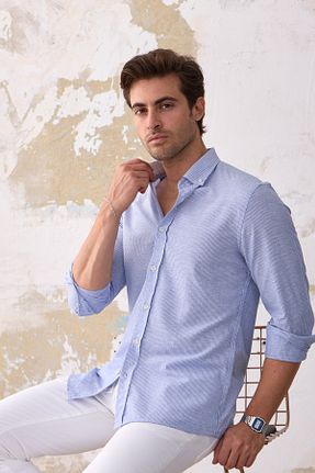 پیراهن آبی مردانه اسلیم فیت RAVANELLI - کد 841277087